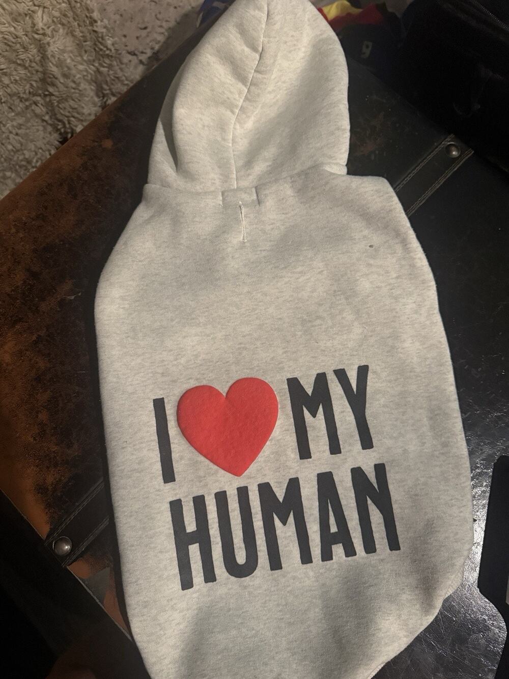 I Heart My Human Pet Dog Apparel Hoodie Sz Large Easy Latch By Humane Society